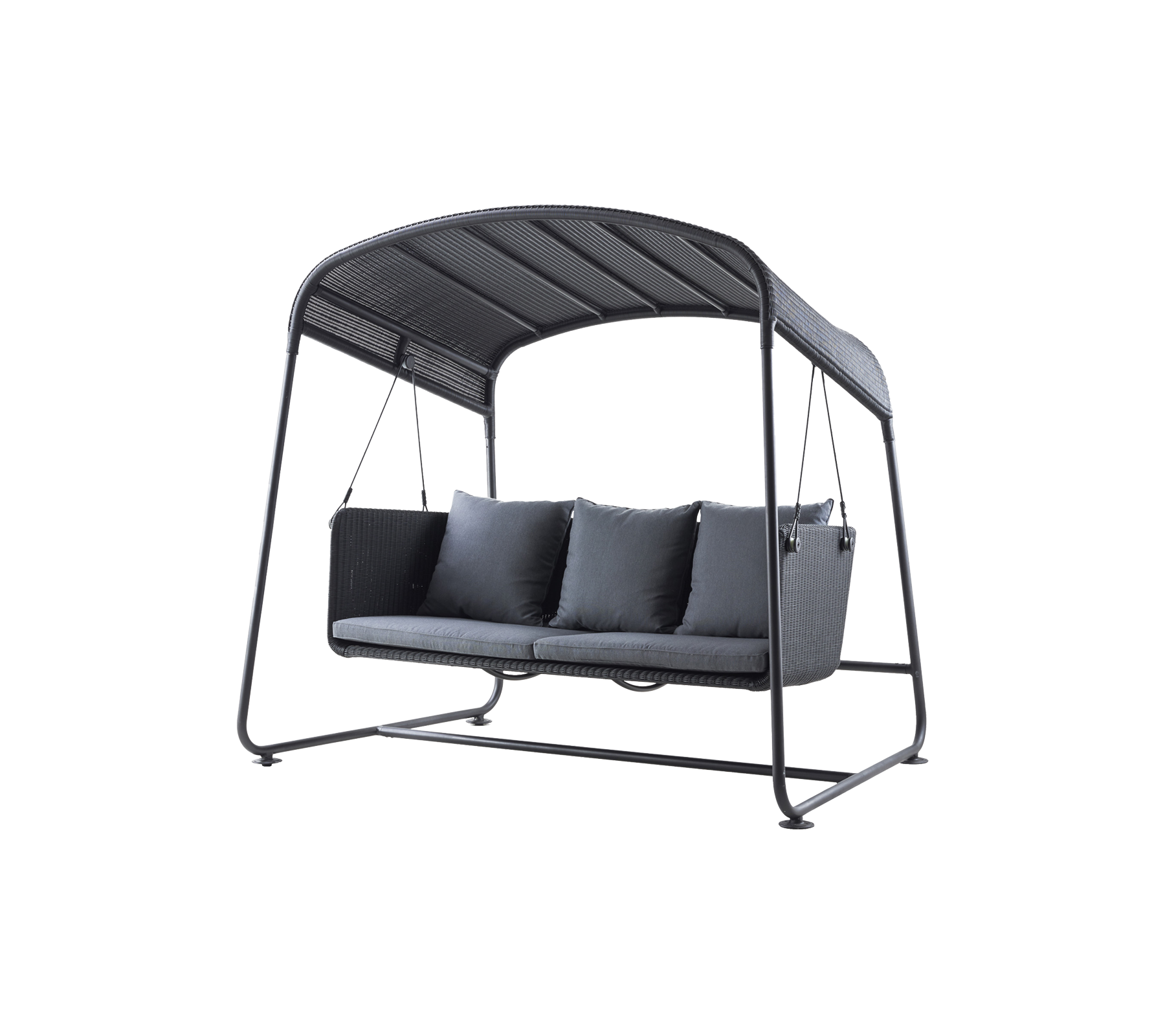 Cave swing sofa - Graphite, small round Weave incl. grey Natté w/QuickDry & Airflow