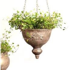 Ampel antikbehandlad guld plåt blomampel hängande blomkruka shabby chic lantlig stil