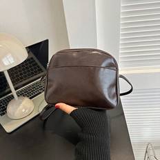 Enfärgad Kvinnors Enkel Mobiltelefon Väska , Klassisk Snäckskalsformad Axelremväska För resan - Kaffebrun (En-Storlek)