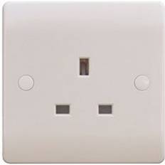 ESR Sline 13A White 1G Single 230V UK 3 Pin Unswitched Electric Wall Socket