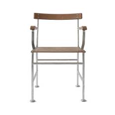 Tallum - Stockholm Armchair Galvanized - Matstolar - Gunnar Asplund - Silver,Träfärgad - Metall/Trä