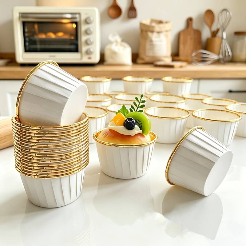 30pcs White Single-sided Baking Cups, Disposable Muffin Liners For Oven Air Fryer, Food-grade Paper Cupcake Wrappers For Wedding Birthday Party, Bakery And Use