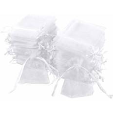 100 stk. hvide organzaposer, 7 x 9 cm, organza gavepose, smykkepose, bryllupsposer, lavendelposer, bryllupsgaver