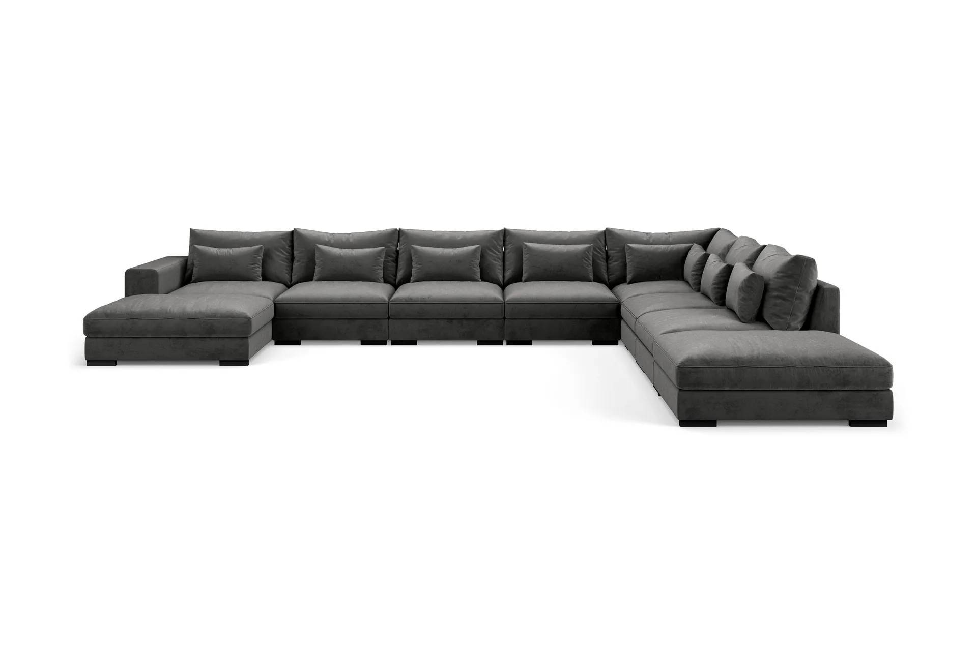 Scandinavian Choice Dubai Stor U-modulsoffa med Divan Vänster Sammet 527 cm Extra Djup Mörkgrå