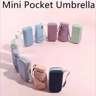 1 st mini fällbart paraply, vattentätt och bärbart reseparaply i fickstorlek, reseessentiell för kvinnor, mini rese, höst, julklapp - Multifärgad (Multi-size)