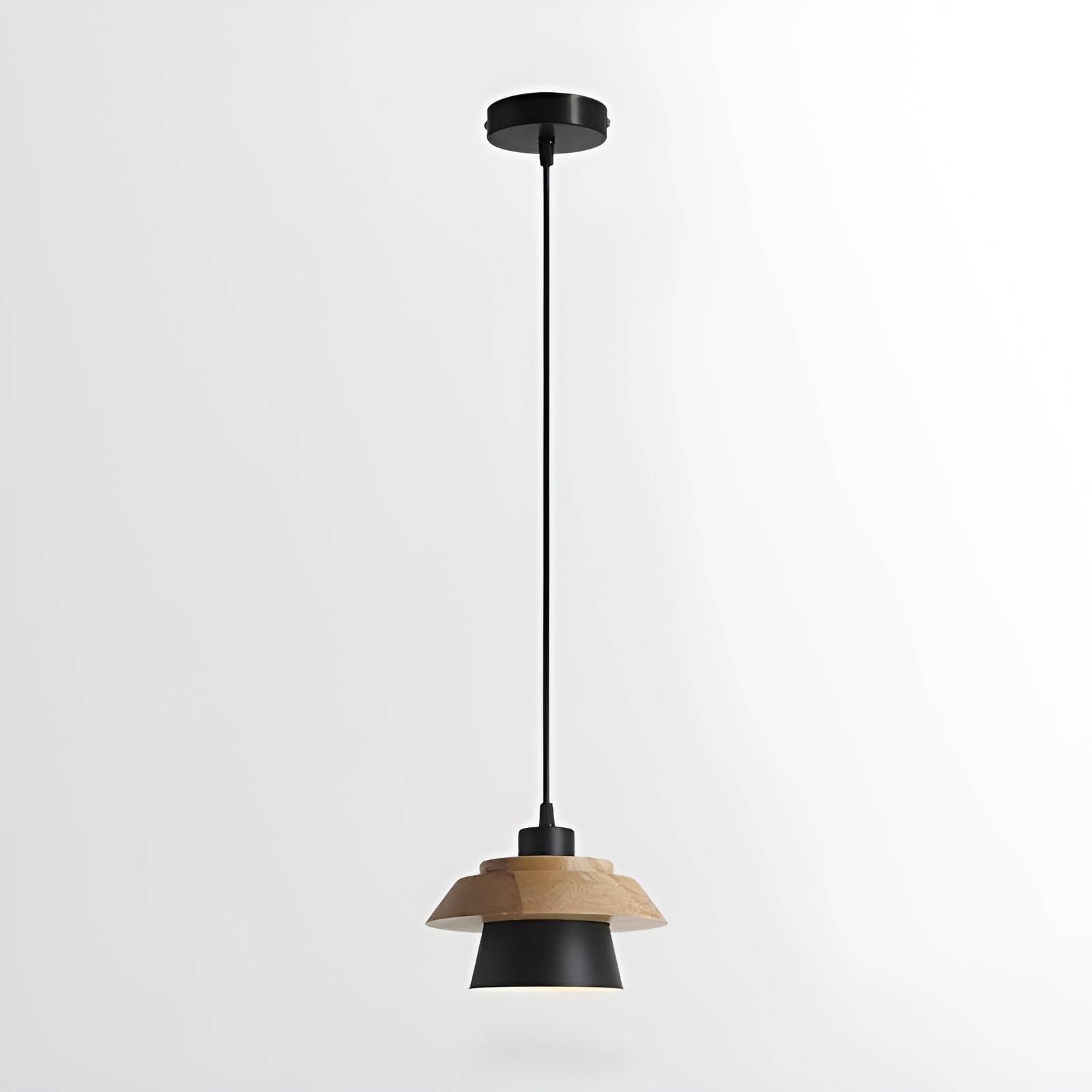 NordicMacaron Luxe Taklampa - Skandinavisk Design med Träfinish - Svart