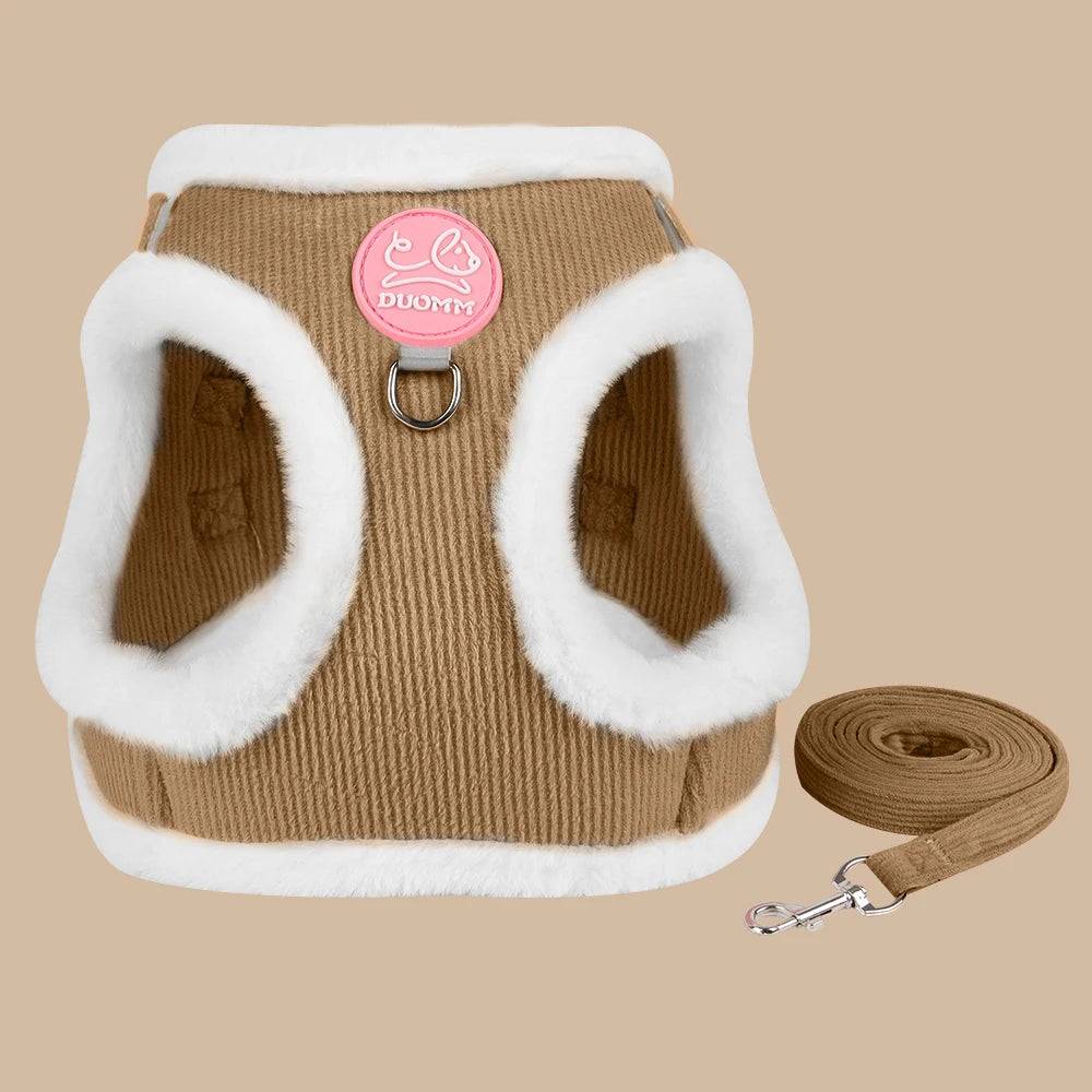 Rabbit Fur Harness & Leash Set for Cats & Small Dogs - Coffer / M-suit 5.5-7kg / SPC (M-suit 5.5-7kg)