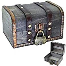 Skattkista Trä Skattkista Trä Skattkista Trä Vintage Trä Skattkista Pengar LåDa Vintage TräLåDa PresentföRpackning Med Lock Vintage Trä Skattkista FöR Lagring Och Dekoration (grå)