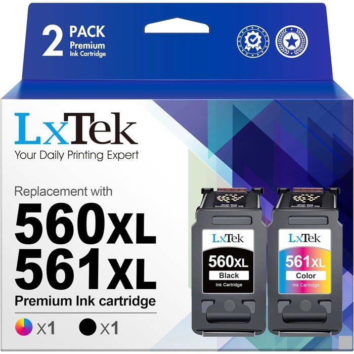 Cartouches d'encre Remplacement pour Canon PG-560 CL-561 XL 560XL 561XL pour Pixma TS5350 TS5351 TS5352 TS5353 TS7450 TS7451 (Noir