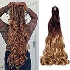 French Curl Braiding Hair 24 Inch 8 Packs Pre Stretched Loose Wave Bouncy Braiding Hair Spanish Curly Ends Synthetic Hair Extensions for Braiding（33/27）