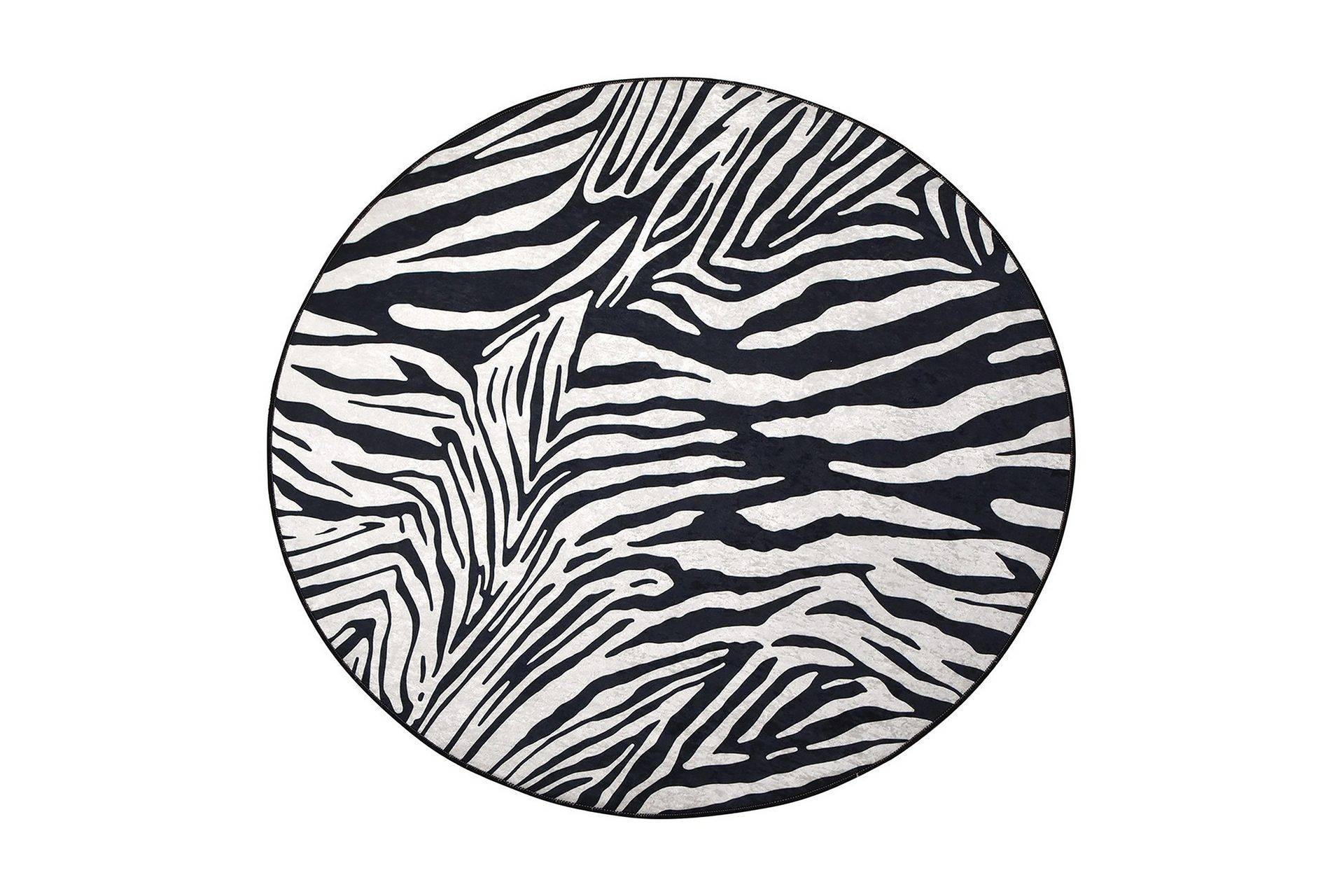Ulphe Matta Rund 100 cm - Zebra/Sammet Friezemattor