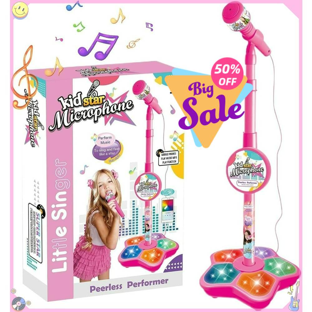 Kids Microphone Karaoke Toy with Adjustable Stand, Birthday Gift For Girls Boys, Children Party Pastime Karaoke Machine