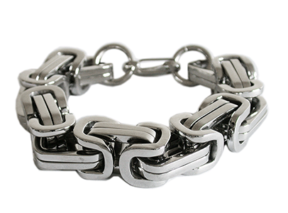 15 mm. Kejsarlänk armband i rostfritt stål.