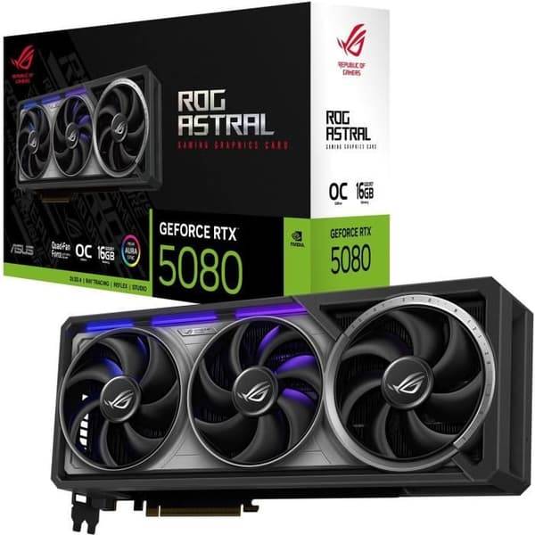 Grafikkort - ASUS - ROG Astral RTX 5080 - 16 GB GDDR7 - DLSS 4 - Dubbel HDMI/Tri DisplayPort