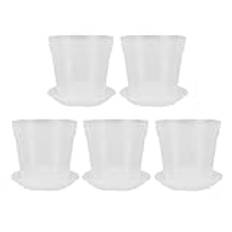 Orkidékruka, 5-pack orkidékrukor med hål och fat, kruka i genomskinlig plast inomhus Optimal dränering för trädgården, orkidékruka med slitsar (Diameter 120 mm / 4,7 inch)