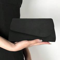 SIIZA Black Mini Velvet Hand Bag Women Evening Bag With Chain 1PC Dinner Bag,Evening Bag For Party Girl,Woman,For Female Perfect For Party,Wedding,Pro - Black