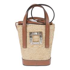Roger Vivier, Taske, Dame, Beige, ONE SIZE, Straw Flowers Basket Taske