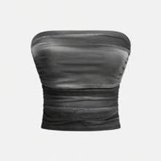 Kvinnor Casual Gradient Plisserad Tube Top, Sommar - Svart och Vitt - L,M,S,XL,XS,XXL,XXS,XXXL,XXXXL