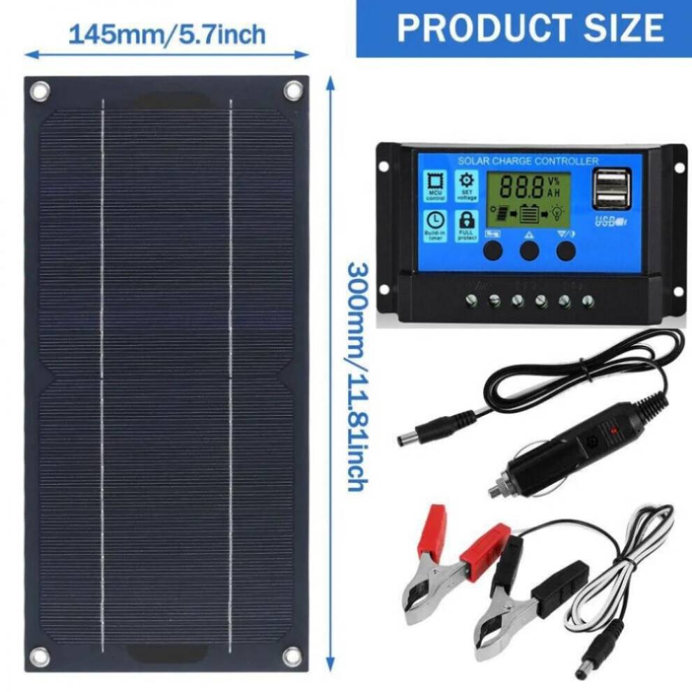 300w 12v solpanel, solpanelkit, 60a solladdningsladdarkit för
