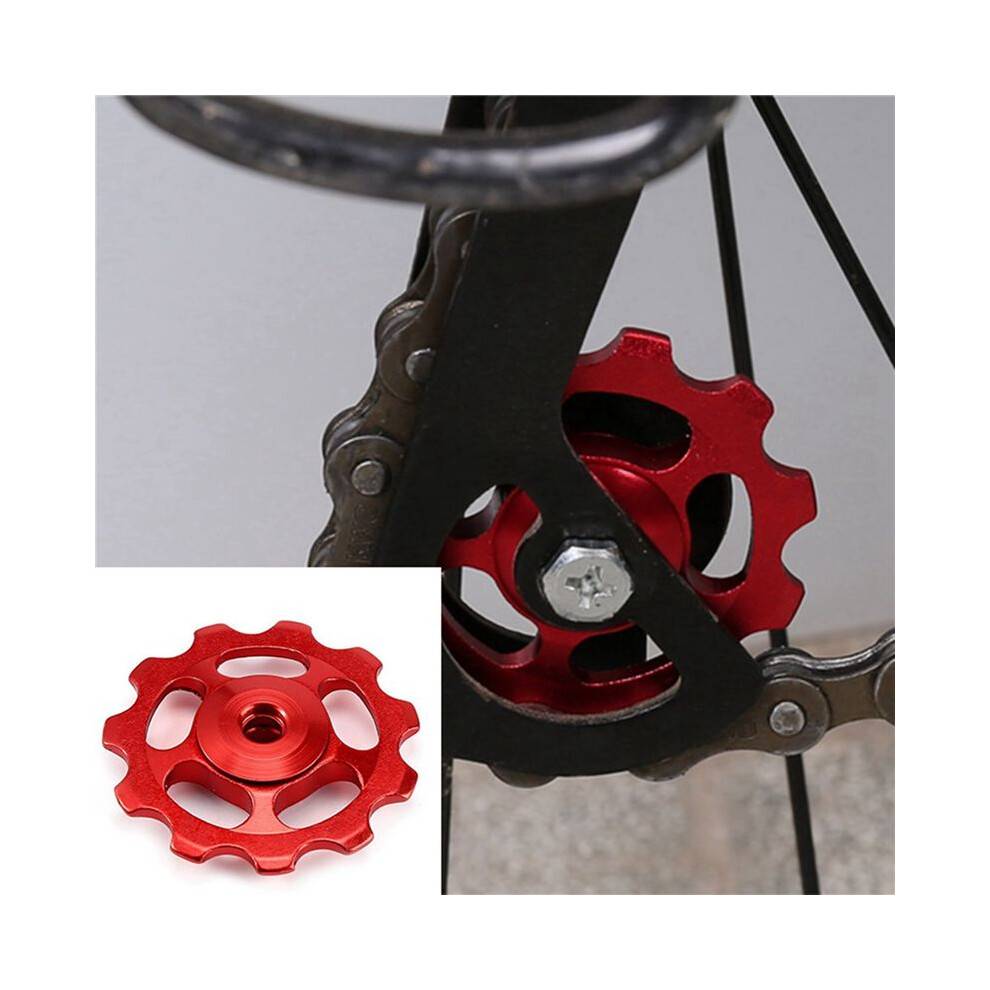 4Set 11T Bike Ultralight Aluminum Alloy Outdoor Bearing Wheel Rear Derailleur Pulleys Bicycle Parts-Red