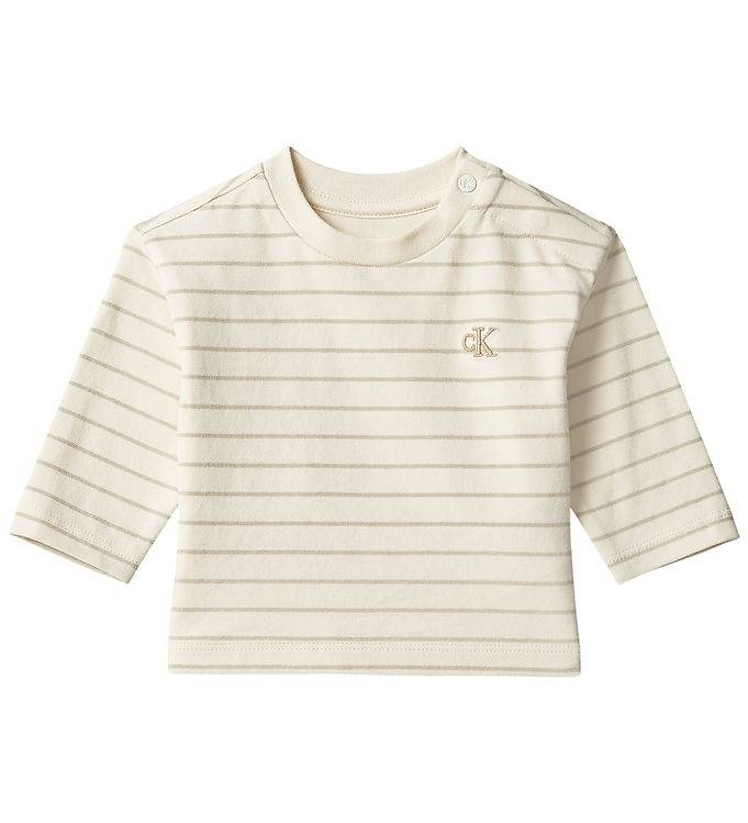 Calvin Klein Tröja - Turturduva Stripe - Calvin Klein - 1 år (80) - Tröja