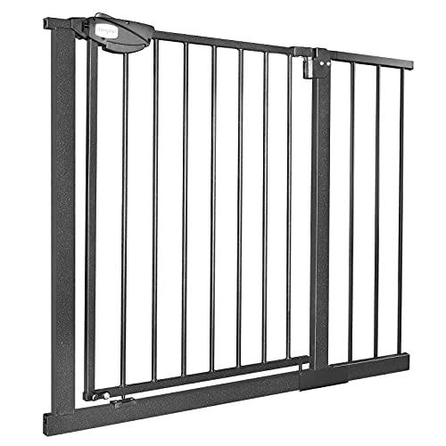 Aufun Tryckmonterad Säkerhetsgrind med, Dörrskyddsgaller trappskydd för barn, automatisk stängning, Kan Förlängas med Separata Förlängningar (95–105 cm, Svart)