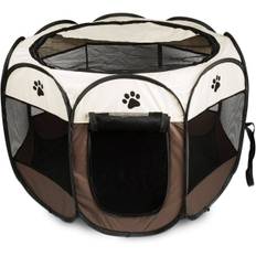 Hundeindhegning Hvalpeindhegning Indhegning til hunde katte kaniner Sammenfoldelig til indendørs og udendørs brug (Kaffe)L 91x91x58cm