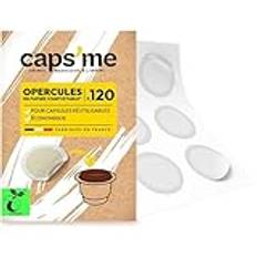 CAPSME - 120 komposterbara papperslock för återanvändbara kapslar kompatibla med Nespresso Original i rostfritt stål - Optimal extraktionsfilter, miljövänligt, lätt att applicera, tillverkad i Frankri