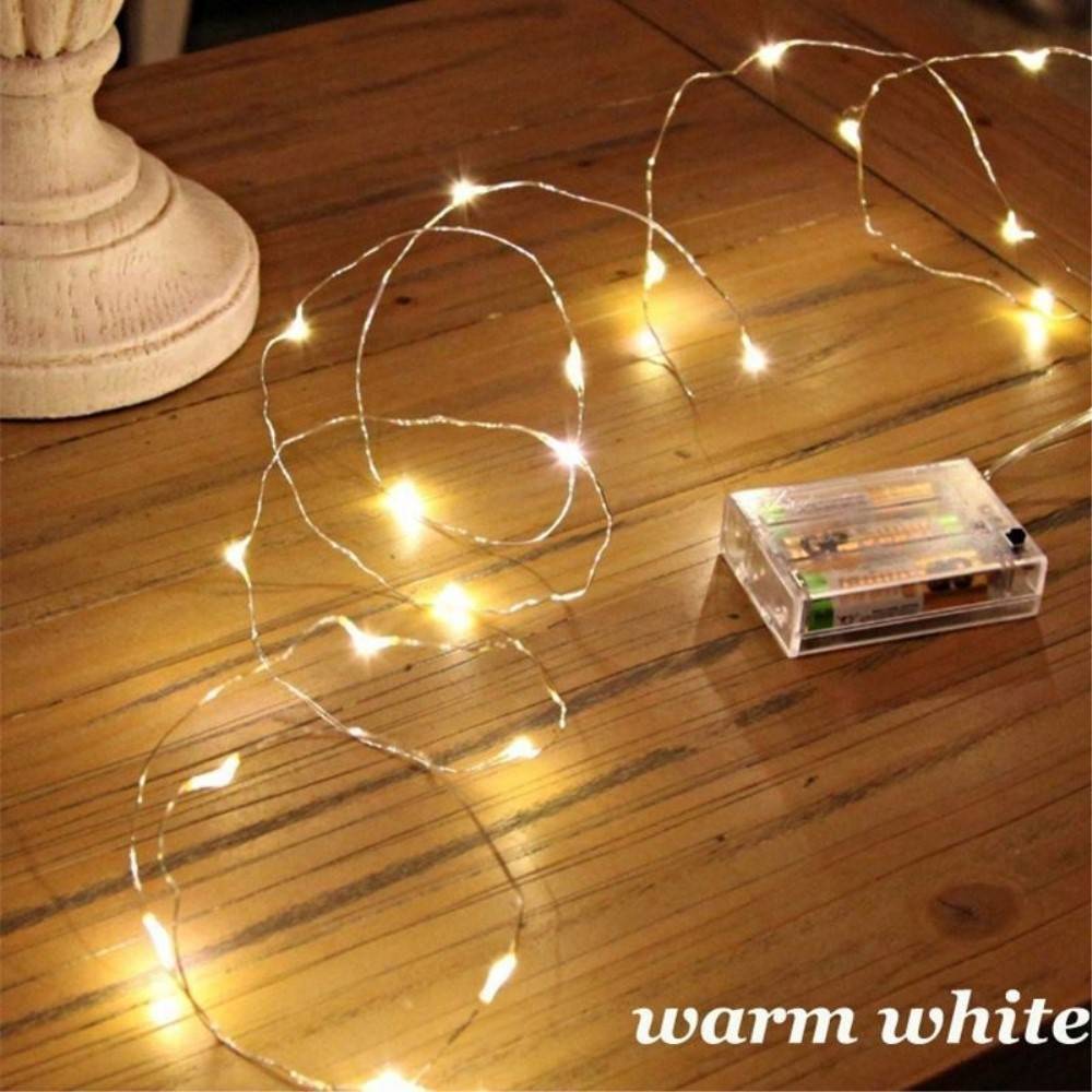 LED-ljuskedja / julgrankedja - 50 LED-ljus - Vattentät - Inomhus & utomhusbruk - Varm Vit - 5 meter