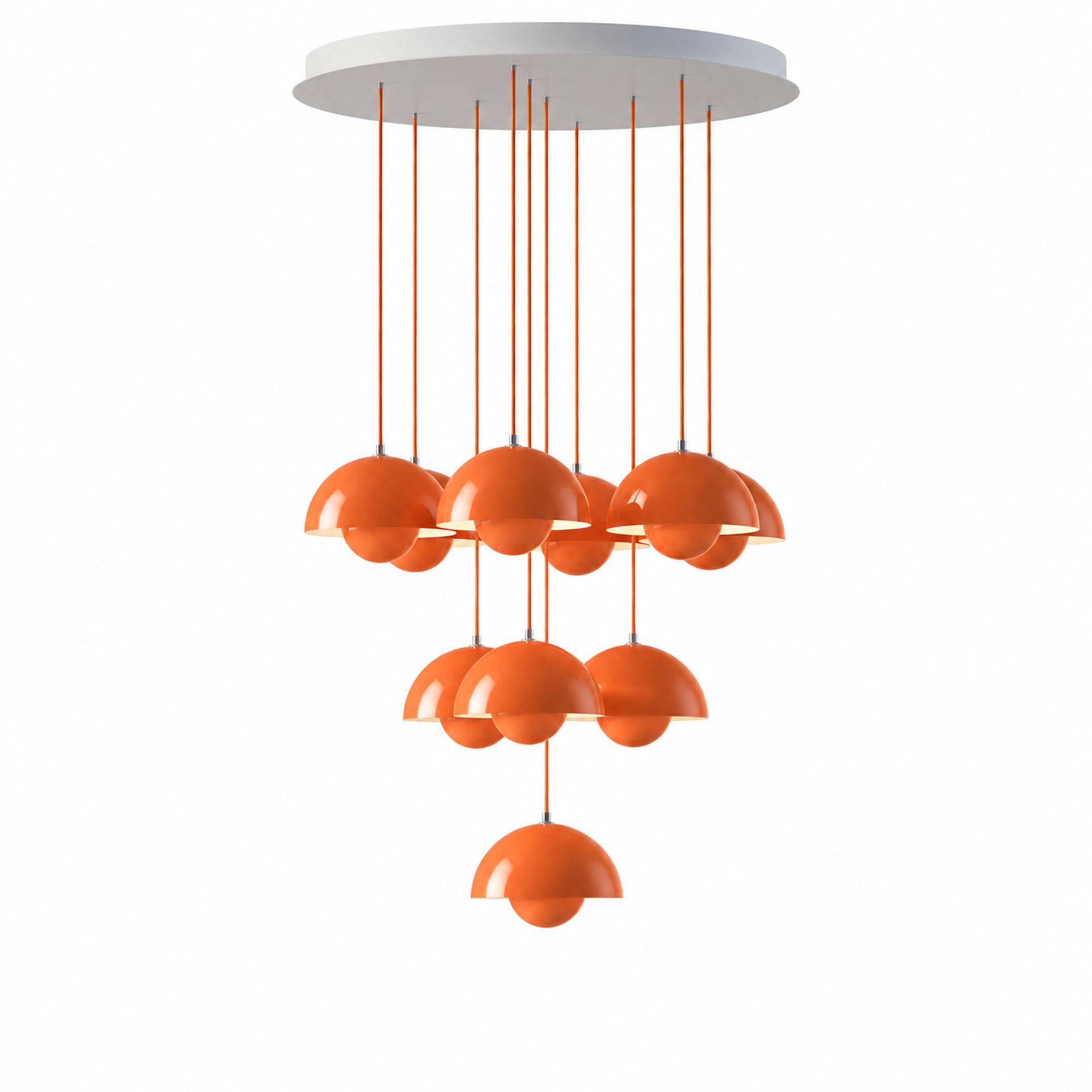 &Tradition - Flowerpot Chandelier VP1 10 Pendants zesty orange - Lysekroner - Verner Panton - Orange