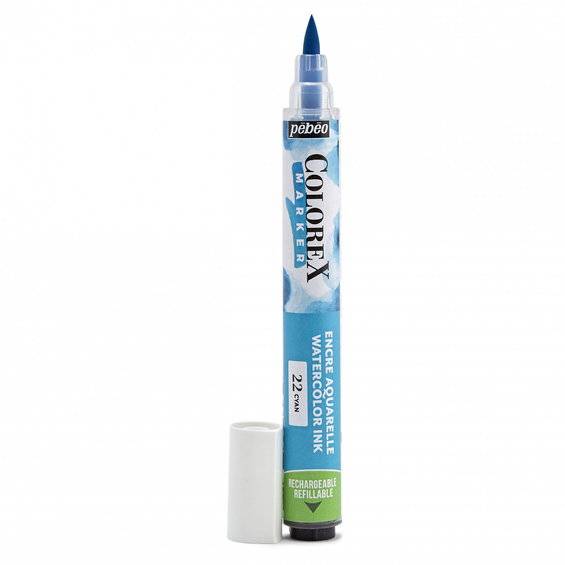 Colorex Marker Cyan – marker med akvarellbläck och penselspets