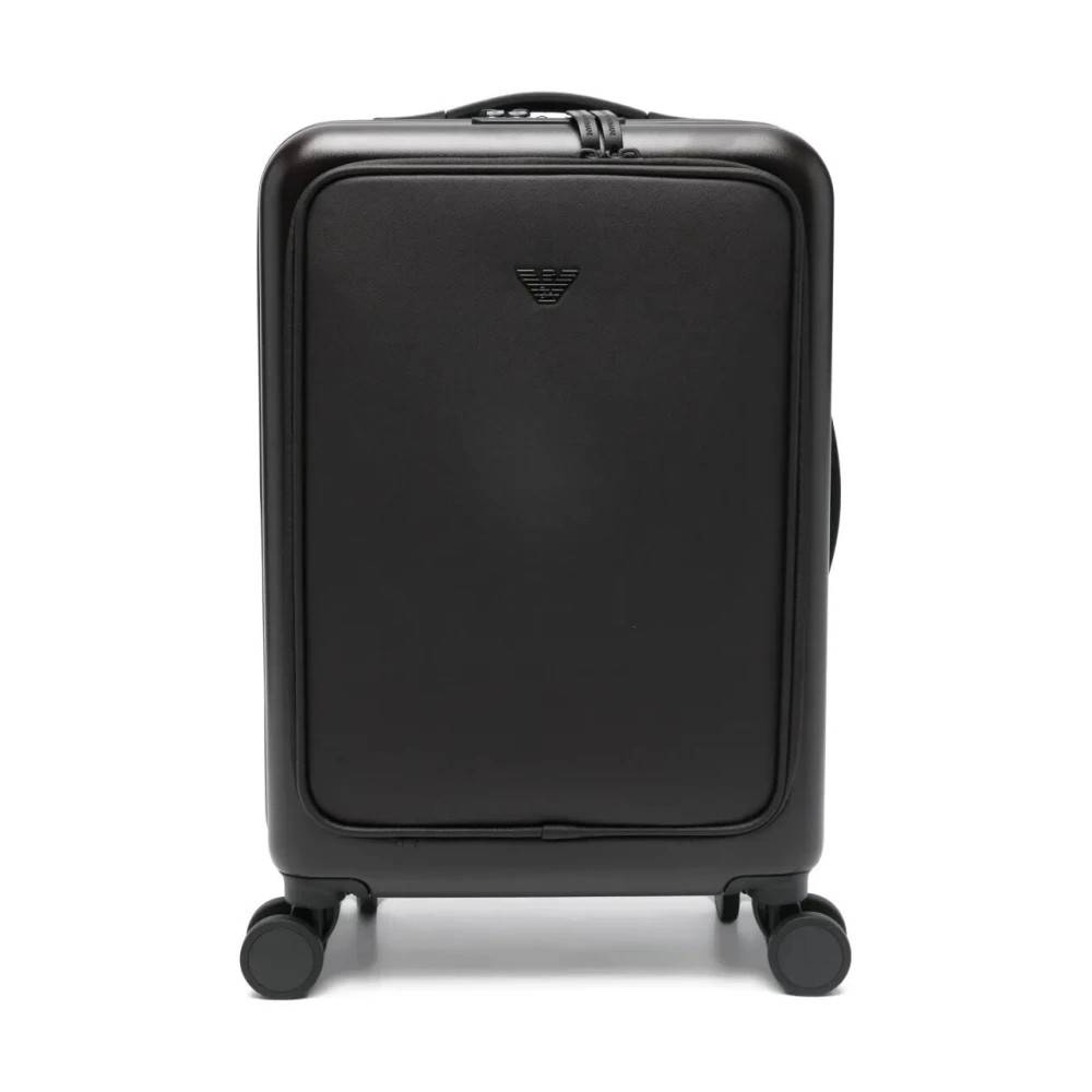 Emporio Armani ABS Carry-On Kuffert med Saffiano-detalje og Ørneplade - - Kufferter - Herre - Sort - ONE SIZE - Uld - ABS Carry-On Kuffert med Saffiano-detalje og Ørneplade