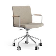 Kontorstol Stella - Hæve- og sænkbar, Design Krom / MLF 20 Upminster / Natur (ljusbeige)