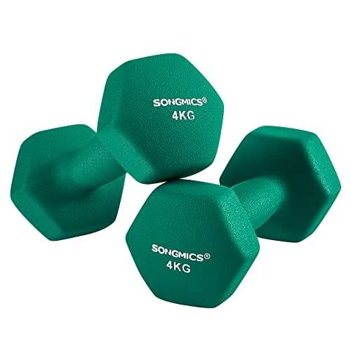 Songmics hantel, 2 x 4 kg neopren handvikter, vattentät, grön