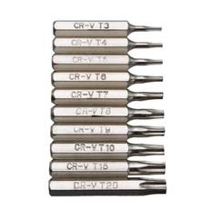 10 stk. Torx skruetrækkerbitsæt T3 T4 T5 T6 T7 T8 T9 T10 T15 T20 til CR-V Mobil