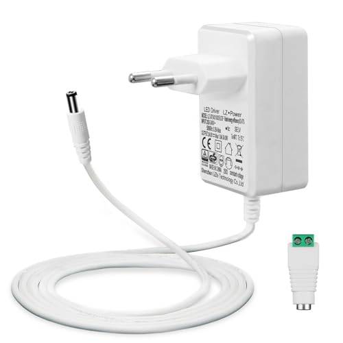 Lacasa 24V 1A Strömförsörjning för LED-remsor, 24W Transformator AC 200-240V till DC 24V Drivrutinskonverterare Adapter med 5ft/1,5m Kabel Strömförsörjning, 5,5 x 2,1mm Uttag, EU-kontakt, GS TÜV CE
