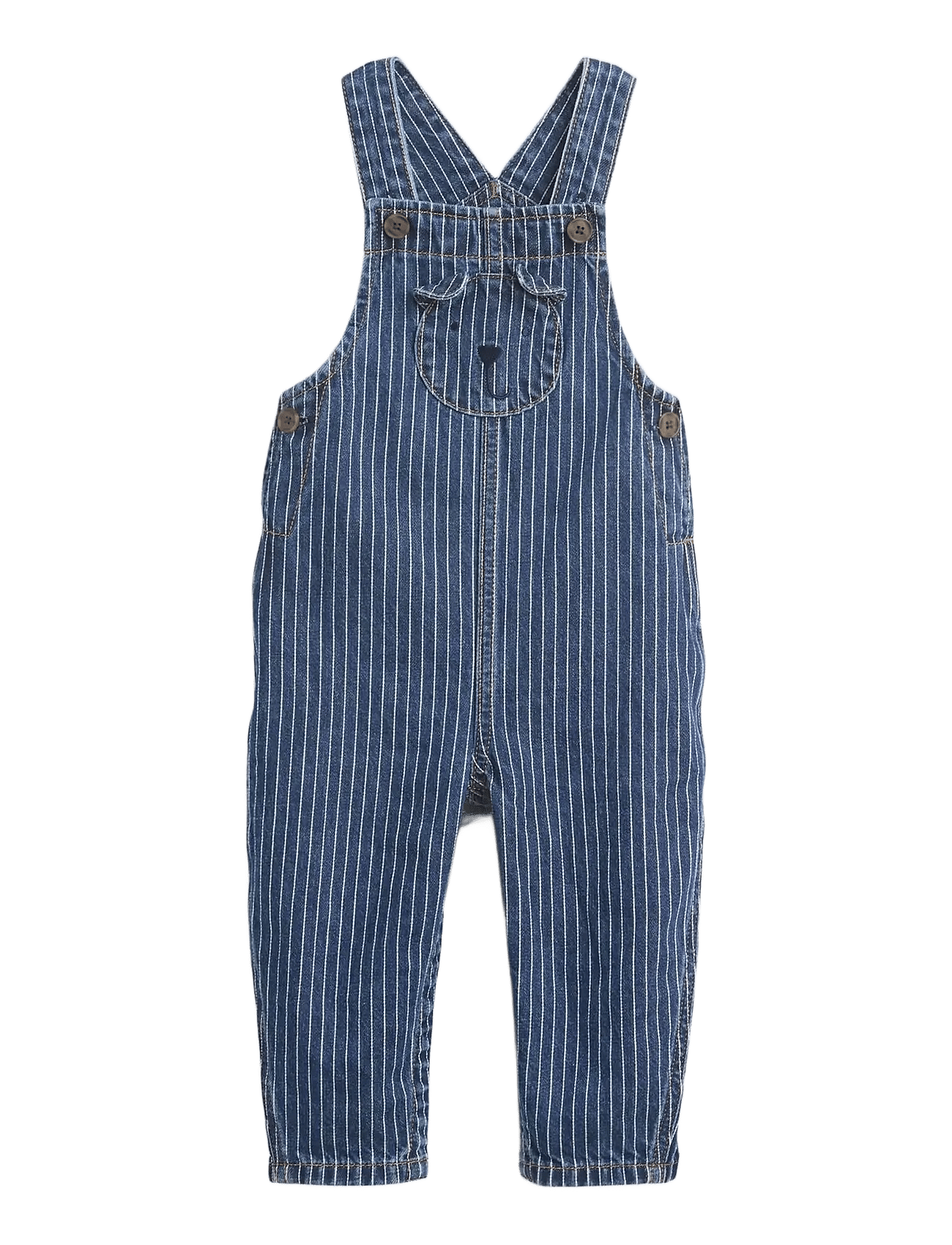 GAP Baby Denim Stripe Brannan Bear Overalls - Blue - 50/56