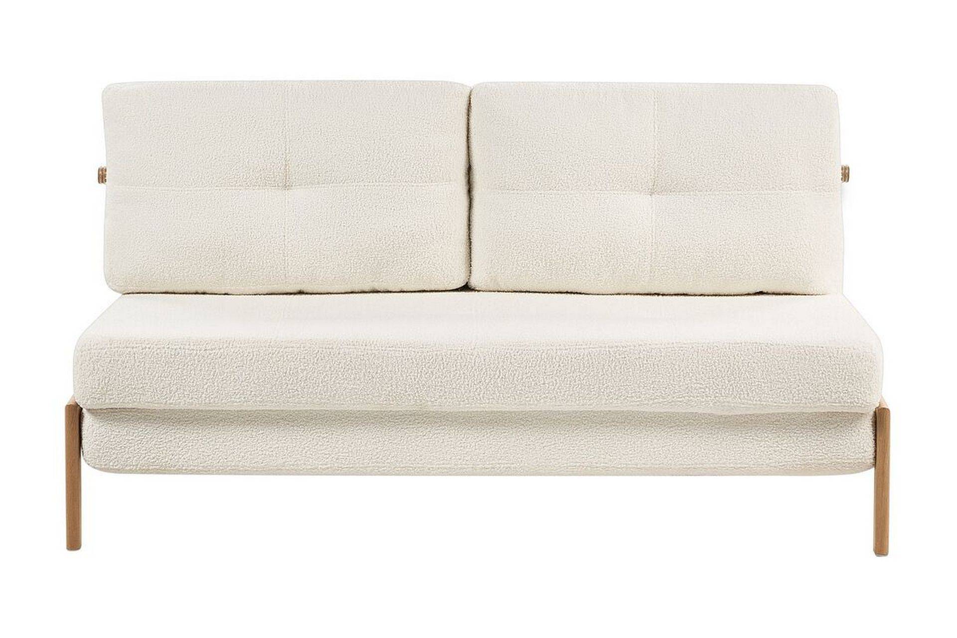 Wigwig Bäddsoffa 2-sits - Vit/Ljust trä Vit,Brun Bouclé