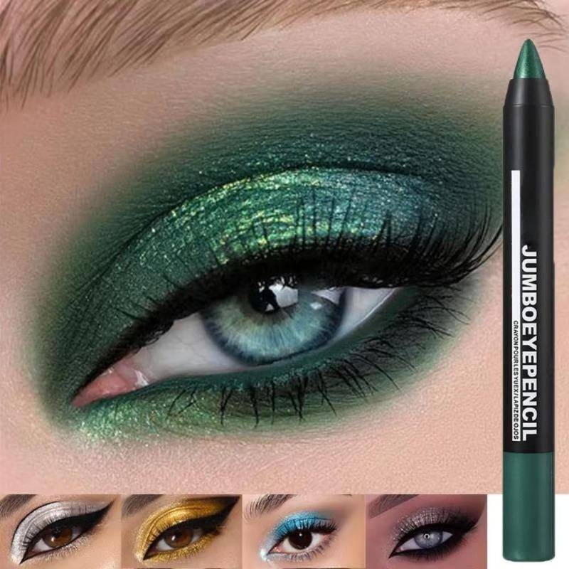 Rökig mörkgrön ögonskuggspenna 12 färger metallisk glitter ögonskugga highlighter penna sminkverktyg vattentät pärlemorskimrande black