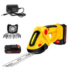 Cordless Hedge Trimmer, 24V Electric Grass Shear Handheld Grass Cutter, Hedge Shear with EU Plug gul