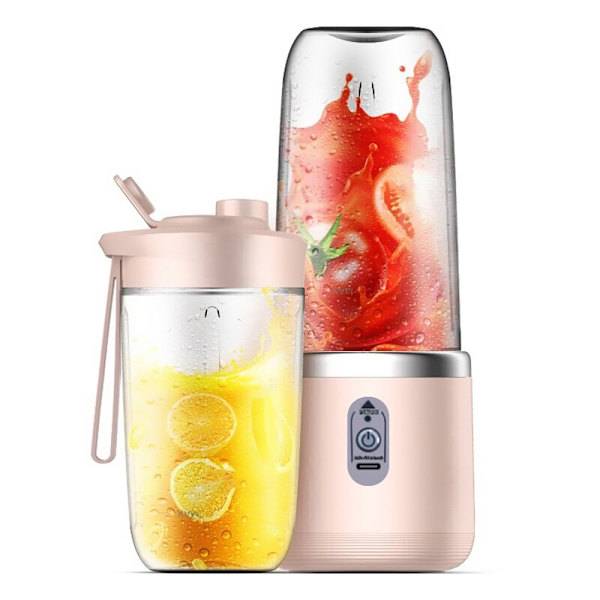 Portabel Uppladdningsbar Juicepress - Rosa 6-Blad/Dubbel Kopp, Perfekt för Smoothies och Juicer på Språng
