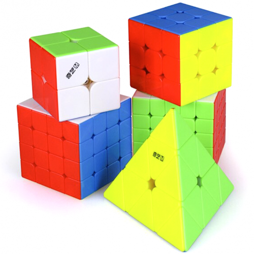 QiYi MS Series Bundle Stickerless - 2x2, 3x3, 4x4, 5x5 & Pyraminx - Rubiks Kub