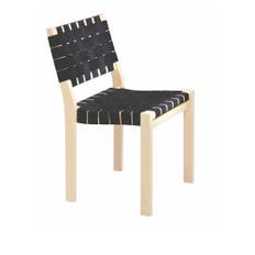 Artek - Stol 611, Klarlackad, Svart sadelgjord - Matstolar - Alvar Aalto - Träfärgad - Naturmaterial/Trä
