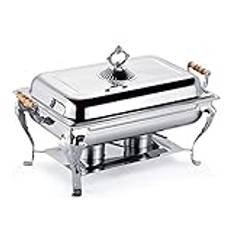 TFIANYNI rostfritt stål varmhållningsbehållare silver kvadratisk 66 x 36 x 40 cm, chafing dish bufféset, buffévärmare för buffé, bröllop och andra banketter