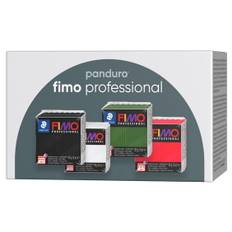 Fimo Professional 4×85 gram Fimo-ler – sort, hvid, grøn og orange