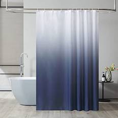 Furlinic duschdraperi mögelsäkert polyestertyg våtrum badgardiner vattentät maskintvättbar med 12 krokar för badrum vit till marinblå 180 x 200 cm (72 x 78 tum).