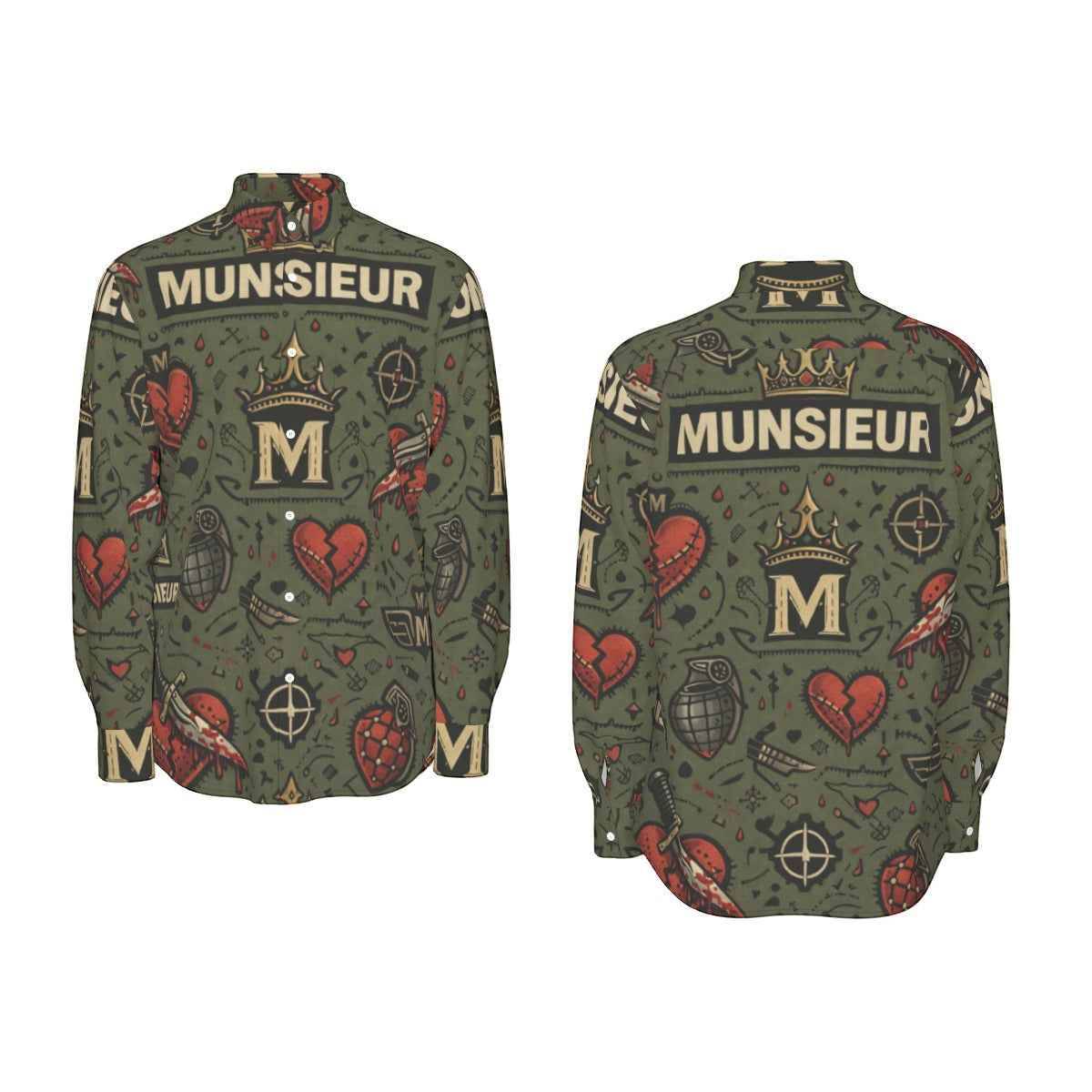 MUNSIEUR All-Over Print Men's Long Sleeve Tee - 4XL / Green