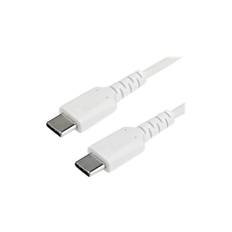 StarTech.com 1m USB C Charging Cable, Durable Fast Charge & Sync USB 2.0 Type C to USB C Laptop Charger Cord, TPE Jacket Aramid Fiber M/M 60W White, Samsung S10, S20 iPad Pro MS Surface - Heavy Duty and Rugged - USB Type-C kabel - 24 pin USB-C til 24 pin