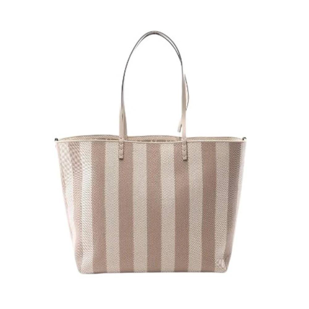 Fendi Vintage Pre-owned Large Roll Canvas Læder Tote Taske - Vintage - Dame - Beige - ONE SIZE - Læder