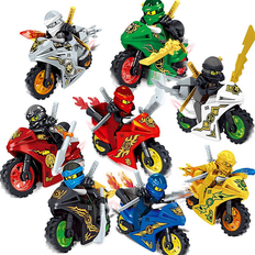 8 stk Minifigurer Mini Figurer Ninjago Motorcykel Sæt Klodser Ninja Legetøj.